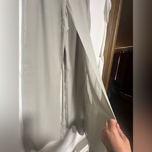 Lan Ting Flowy Wide Leg Chiffon Split Leg Hem Pants | Formal | Flowy | Dressy - Picture 5 of 9